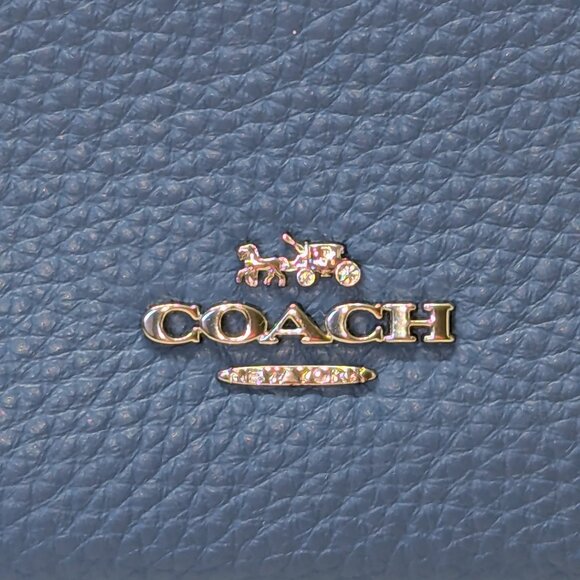 Coach leather double zip wristlet/wallet in blue/black. Large, EUC! - Picture 2 of 12